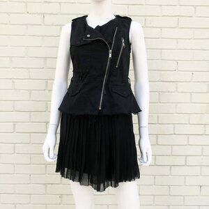 Y2K DIESEL 2 Pc Convertible Cargo Mini Pleated Skirt & Moto Vest Combo Small